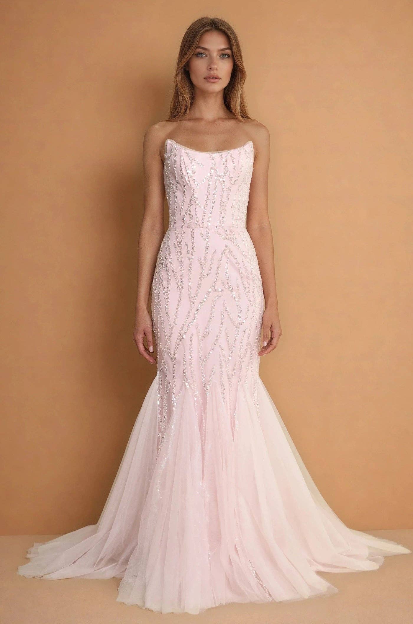 Long Mermaid Beaded Formal Evening Dress