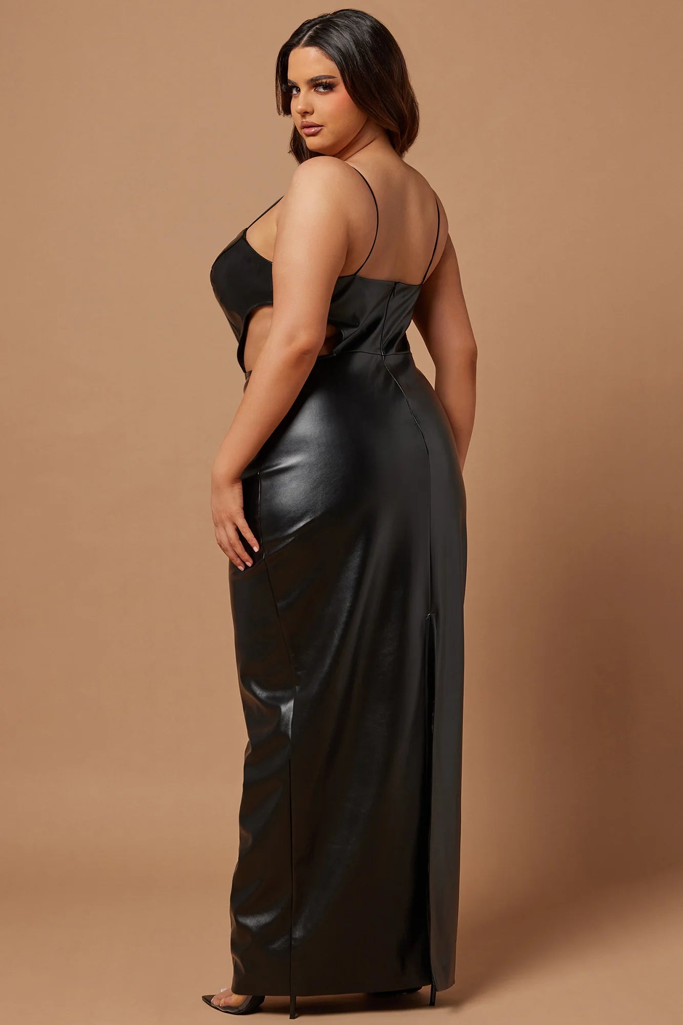 Janice  Faux Leather Gown