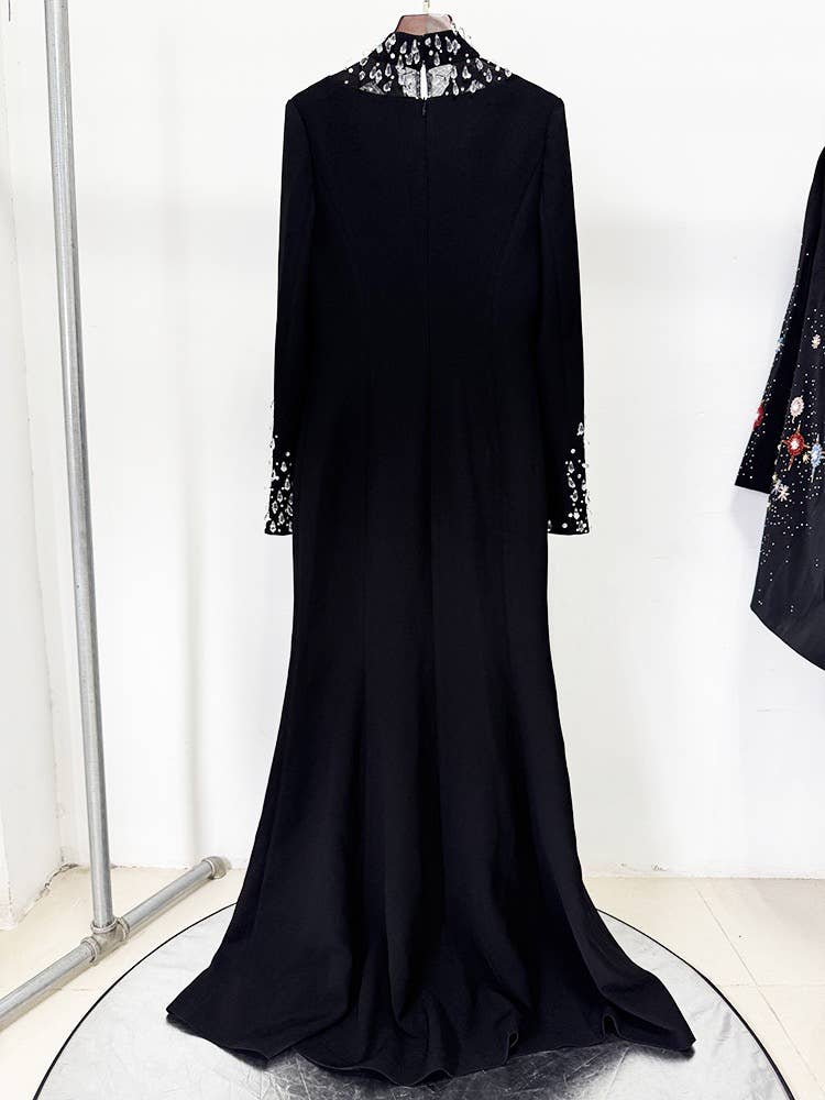 Luxury Hand-Beaded Rhinestone Long Evening Dress