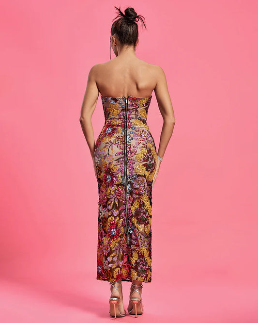 Lia Floral Sequin Maxi Dress