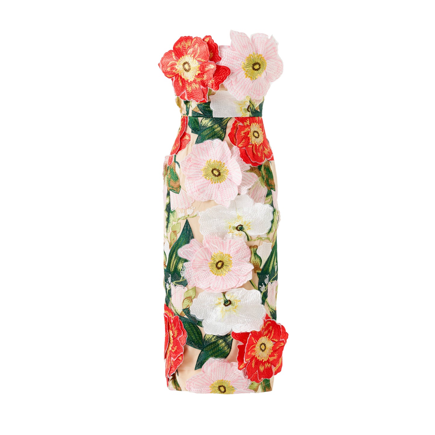 Floral Embroidered Strapless Maxi