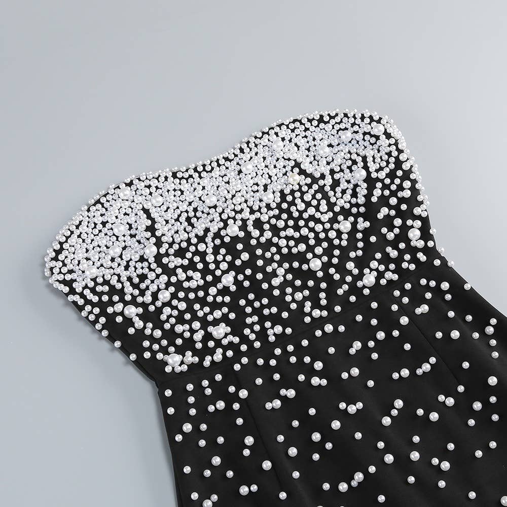 Glamorous Handmade Beaded Tube Top Slim Maxi Dress