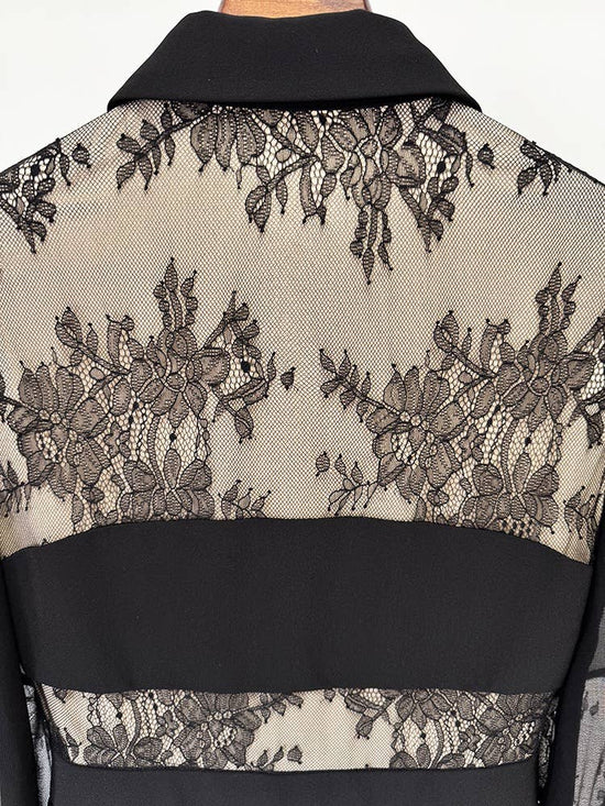 Spring & Summer Pleated Lace Splicing Long Dress