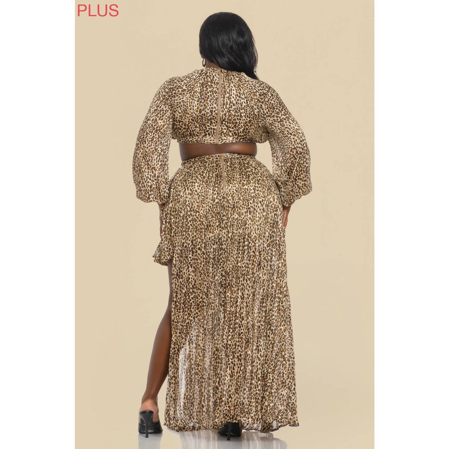 PLUS ANIMAL PRINTED SLIT SEXY DRESS