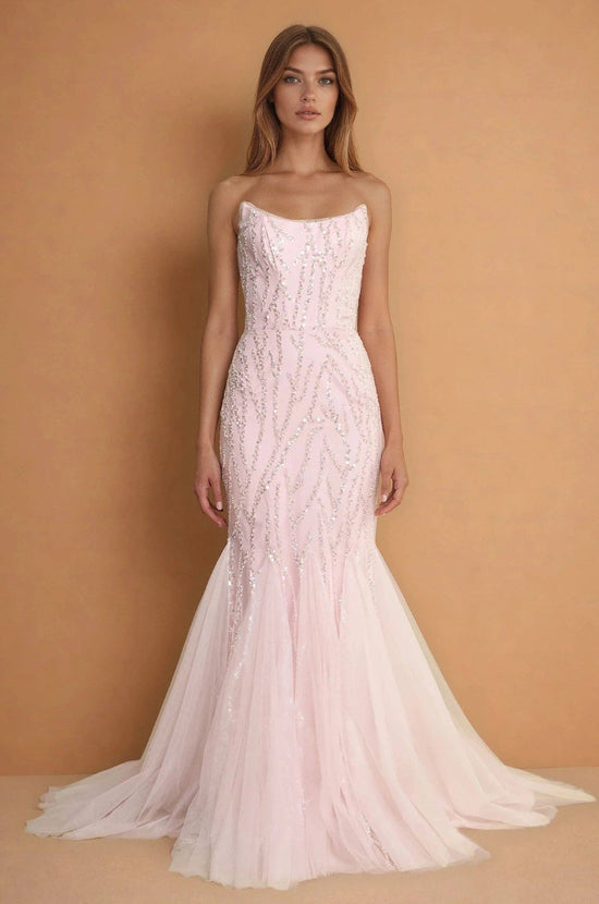Long Mermaid Beaded Formal Evening Dress