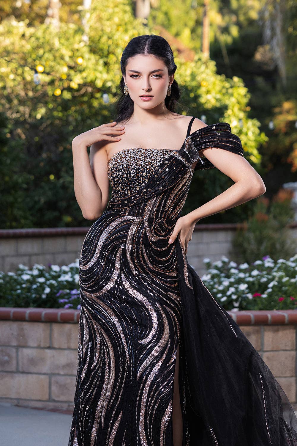 Asymmetrical Sleeveless Gala Gown