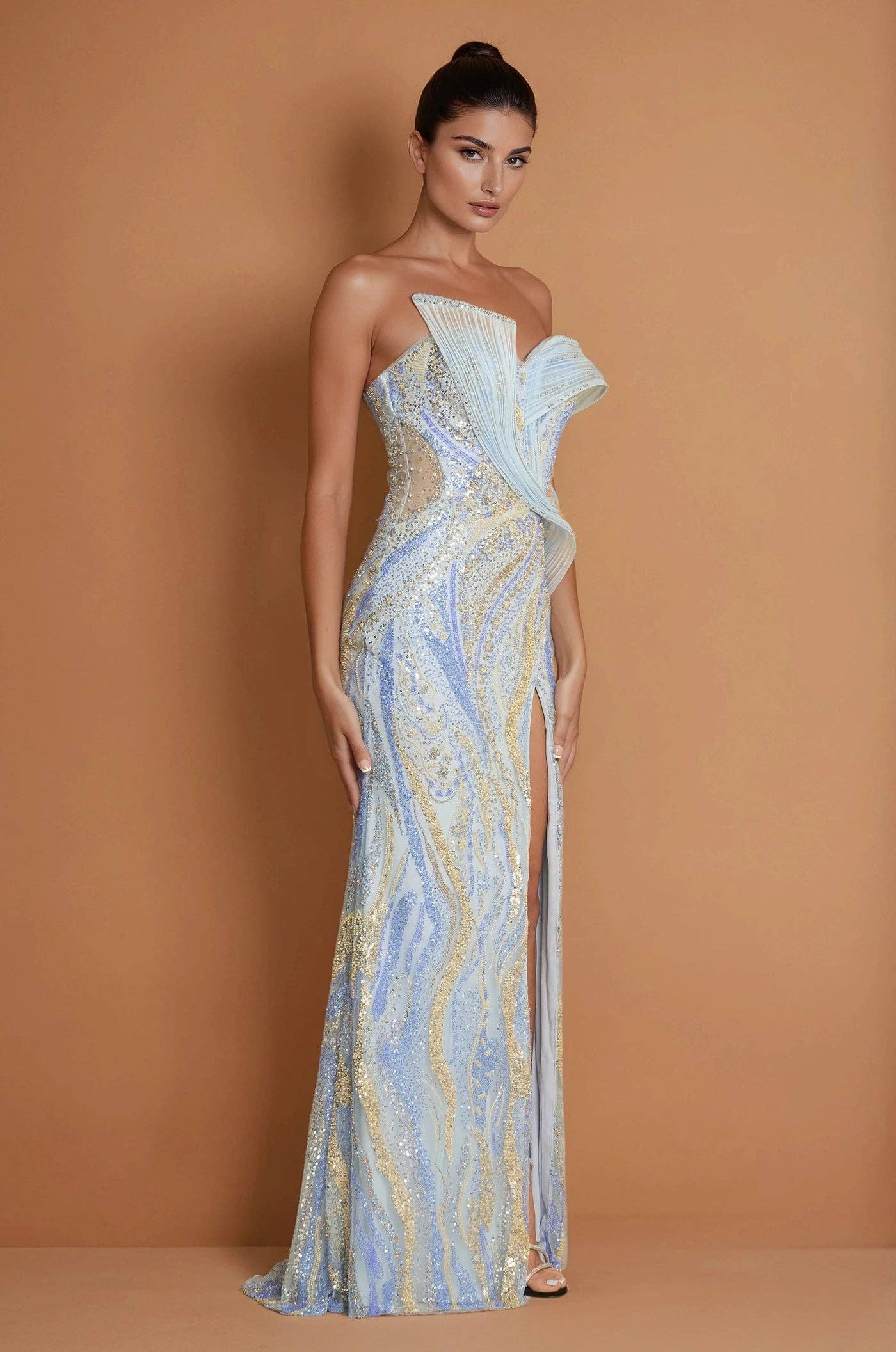 Beaded Architectural Sculptural Couture Dress