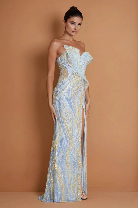 Beaded Architectural Sculptural Couture Dress