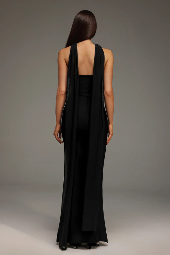 Vintage Elegant Black Strapless Sleeveless Crystal Dress
