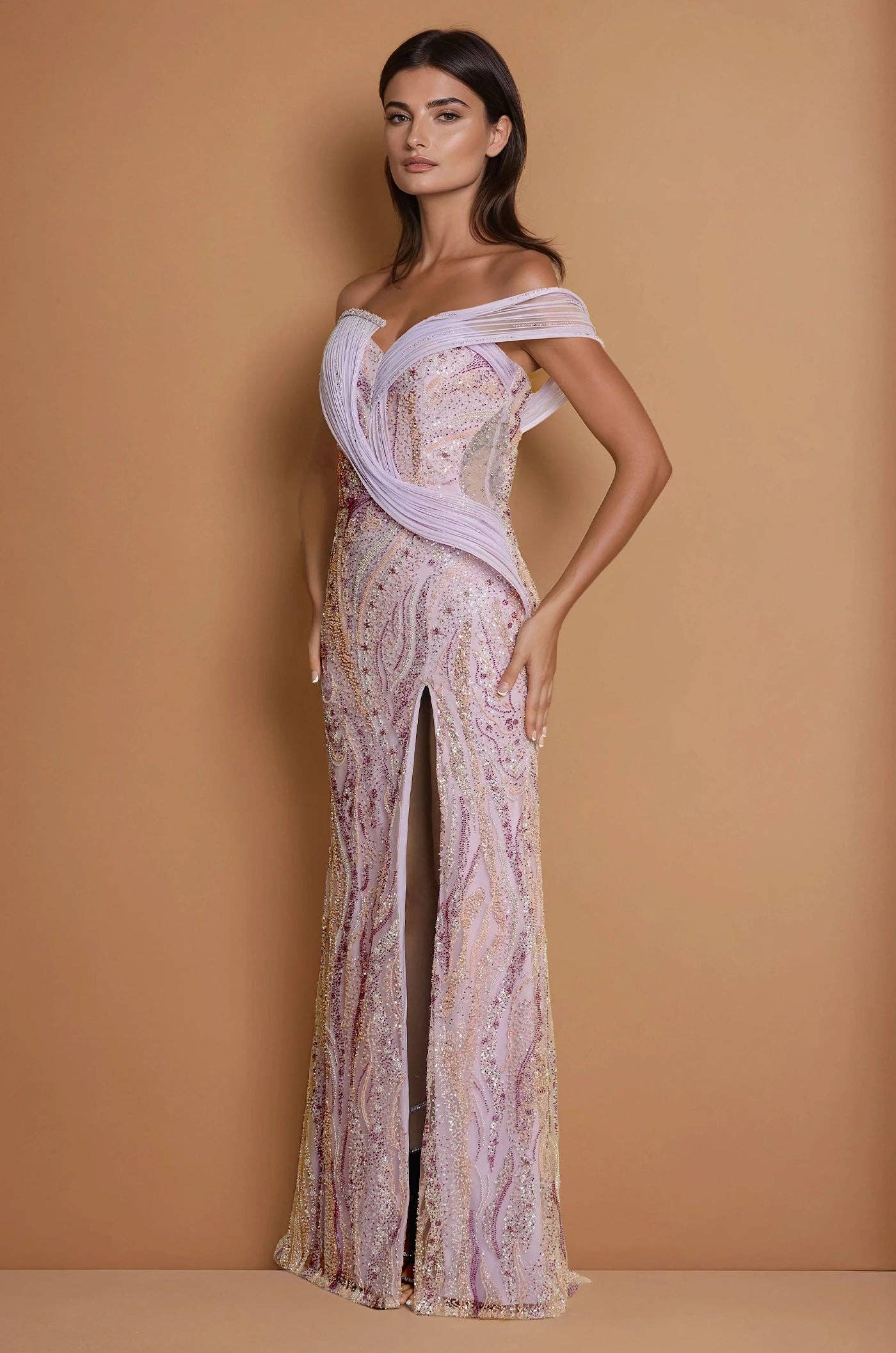 Beaded Architectural Sculptural Couture Dress