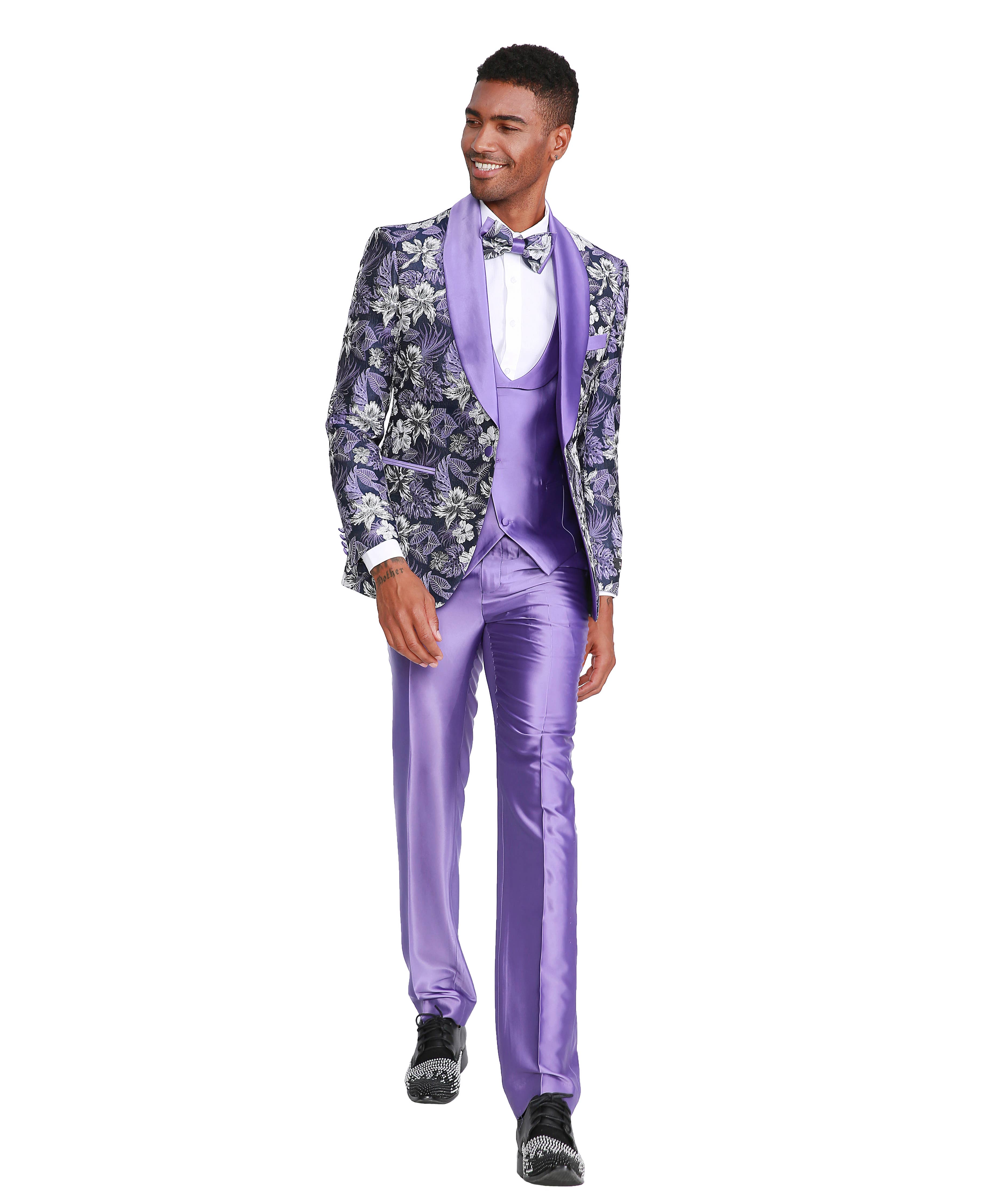 Fashion Suits,Satin Wide Shawl Collar, Purple