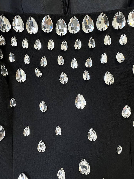 Handmade Beaded Diamond Sleeveless Long Vest Dress