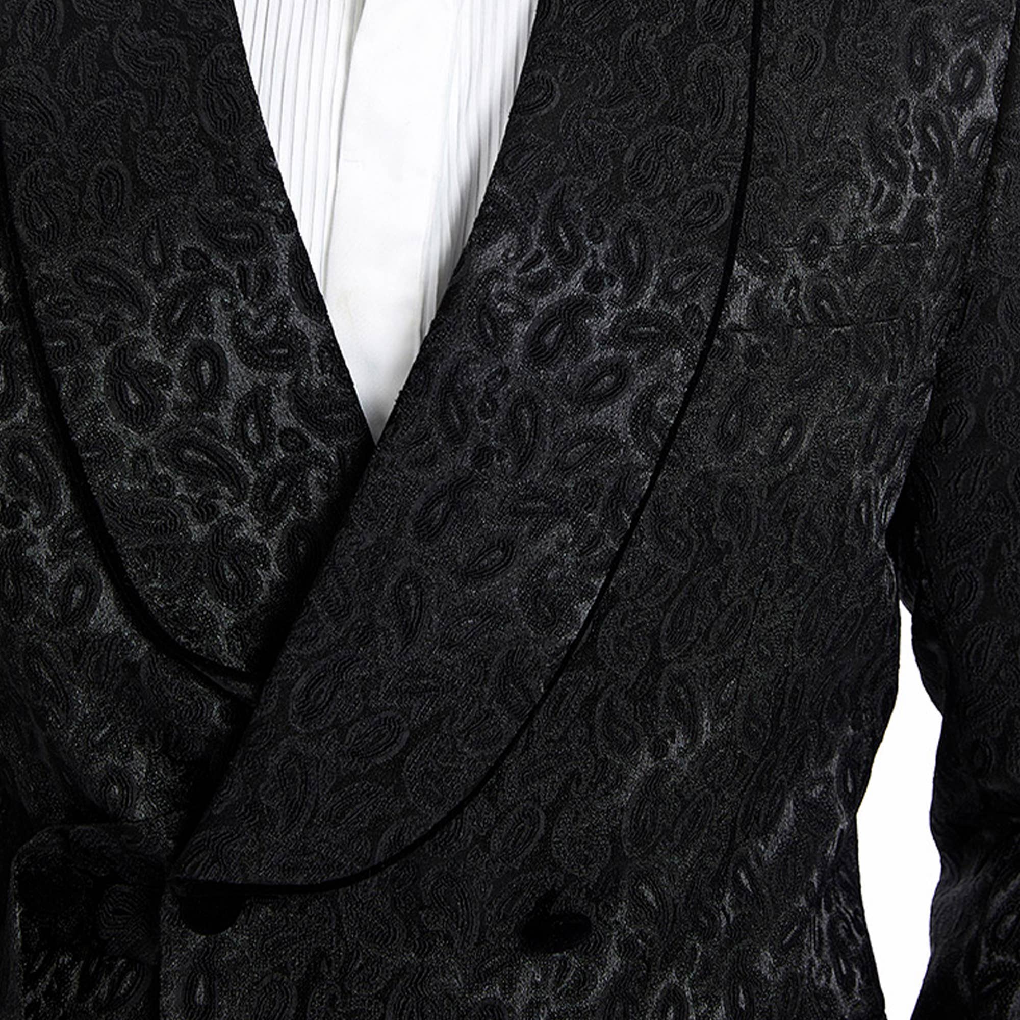 Tazzio 2pc Textured Paisley Double-Breasted Suit, Black