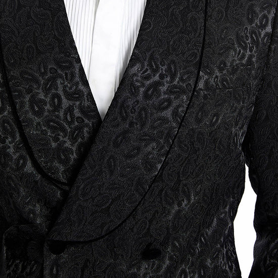 Tazzio 2pc Textured Paisley Double-Breasted Suit, Black