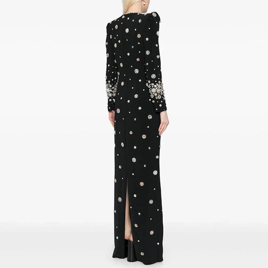 Exquisite Handmade Beaded Diamond Slim Fit Long Dress