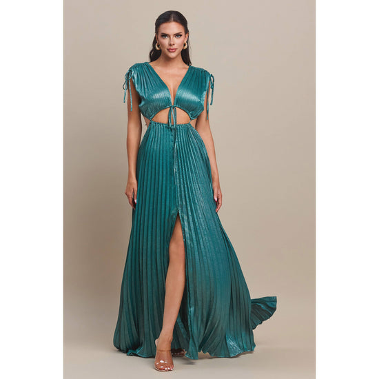 CUT-OUT PLEATED MAXI DRESS