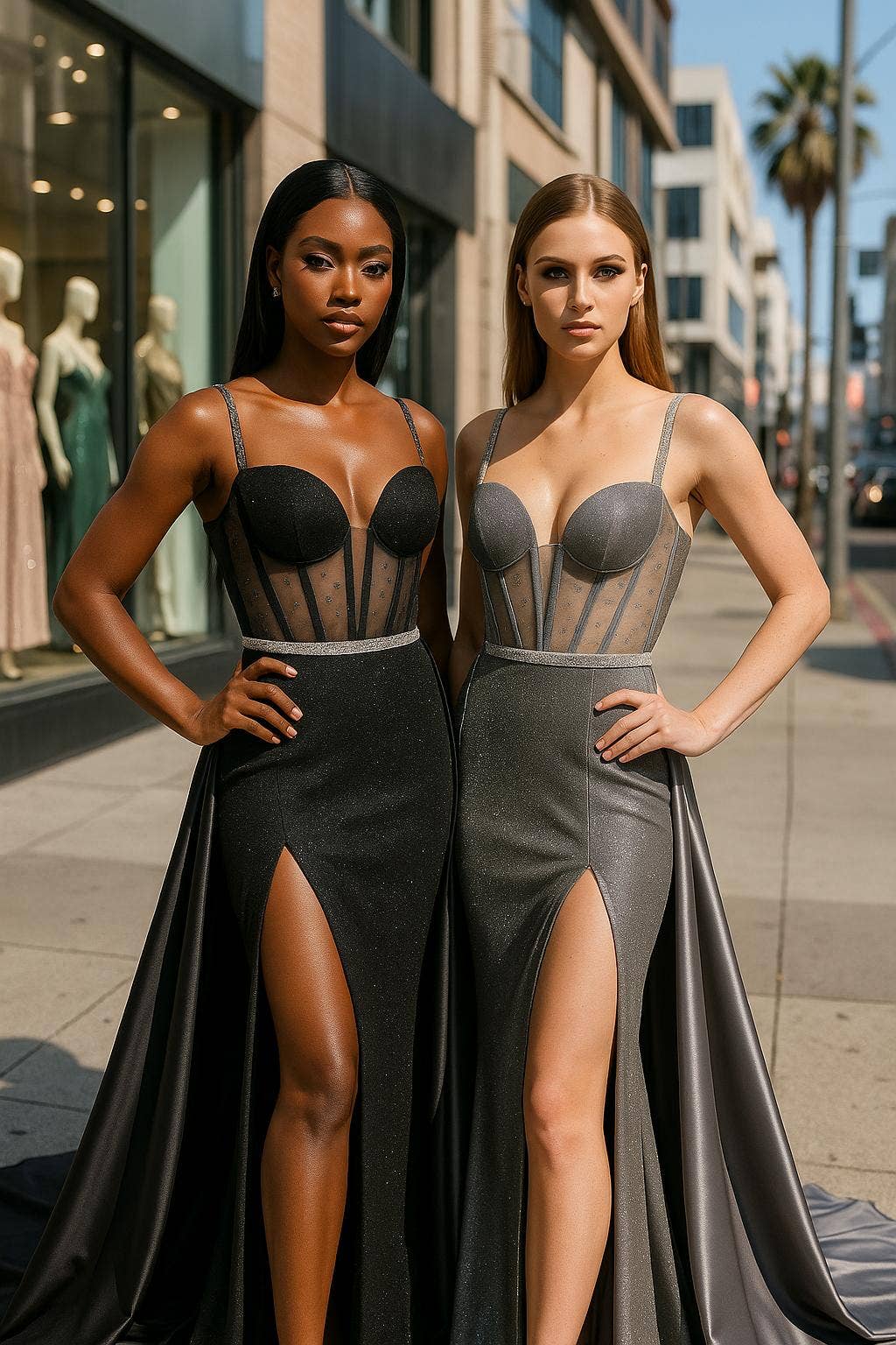 Sheer Bodice beaded Spaghetti Strap sweetheart neckline Prom dress
