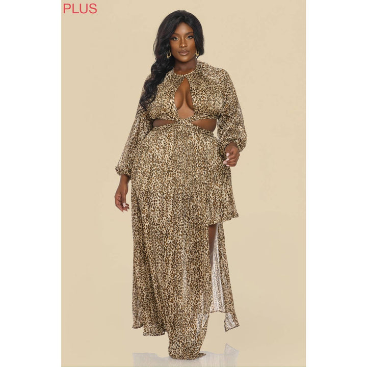 PLUS ANIMAL PRINTED SLIT SEXY DRESS