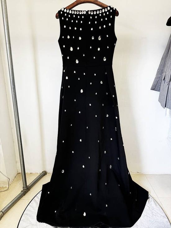 Handmade Beaded Diamond Sleeveless Long Vest Dress
