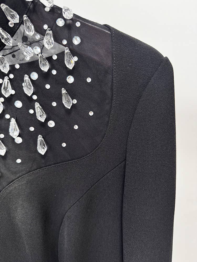 Luxury Hand-Beaded Rhinestone Long Evening Dress