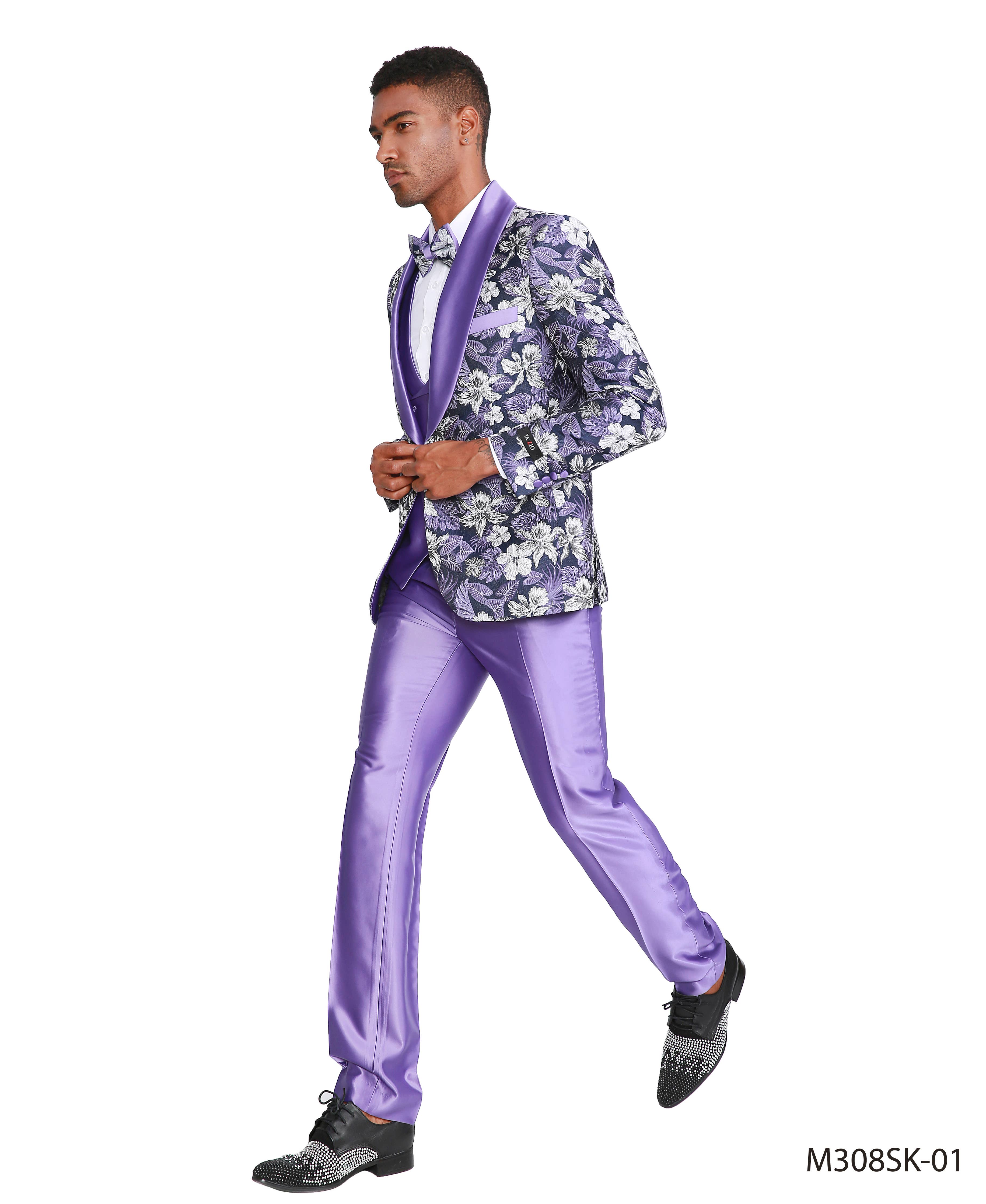 Fashion Suits,Satin Wide Shawl Collar, Purple