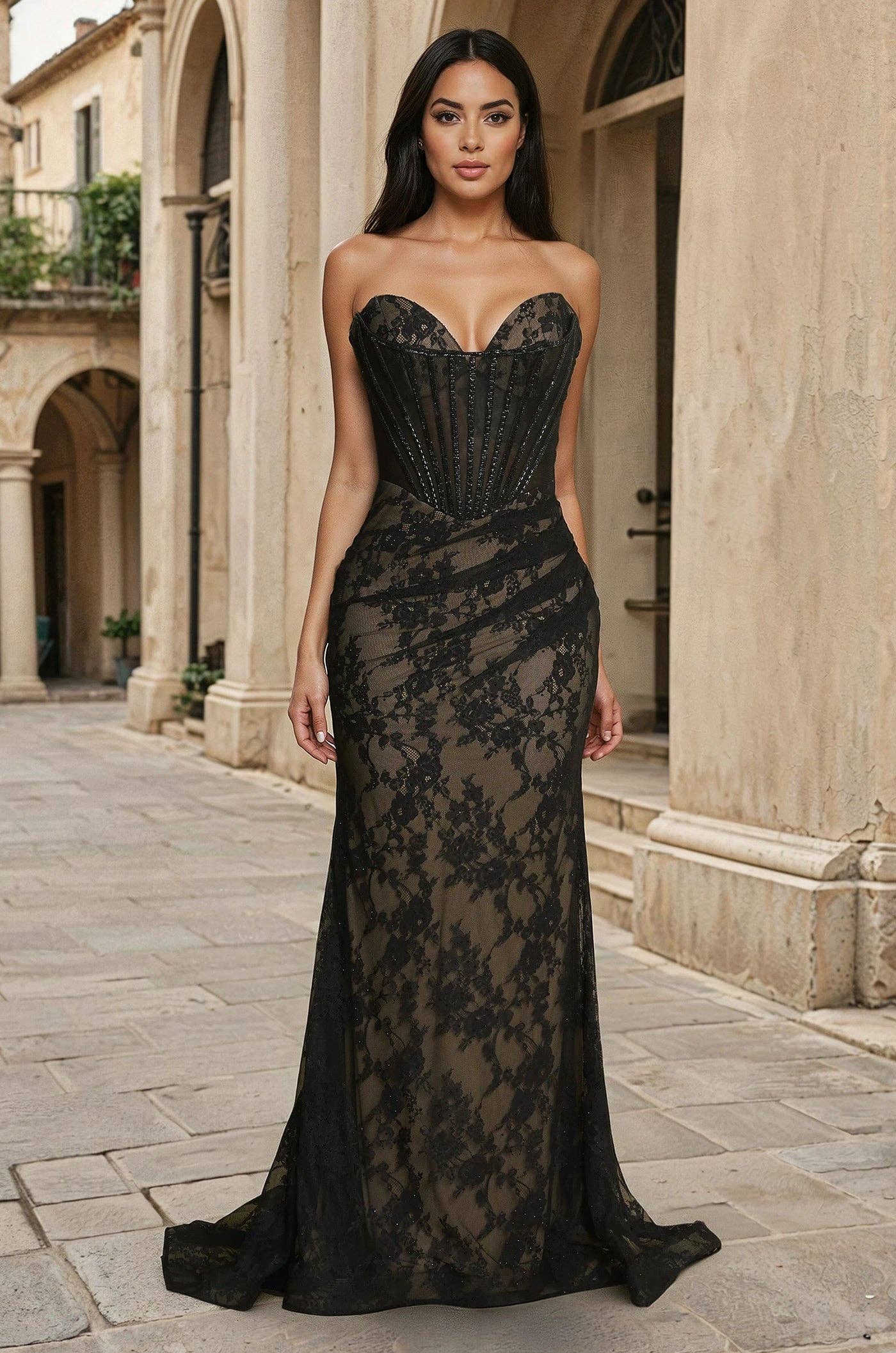 Corset Lace Formal Evening Dress