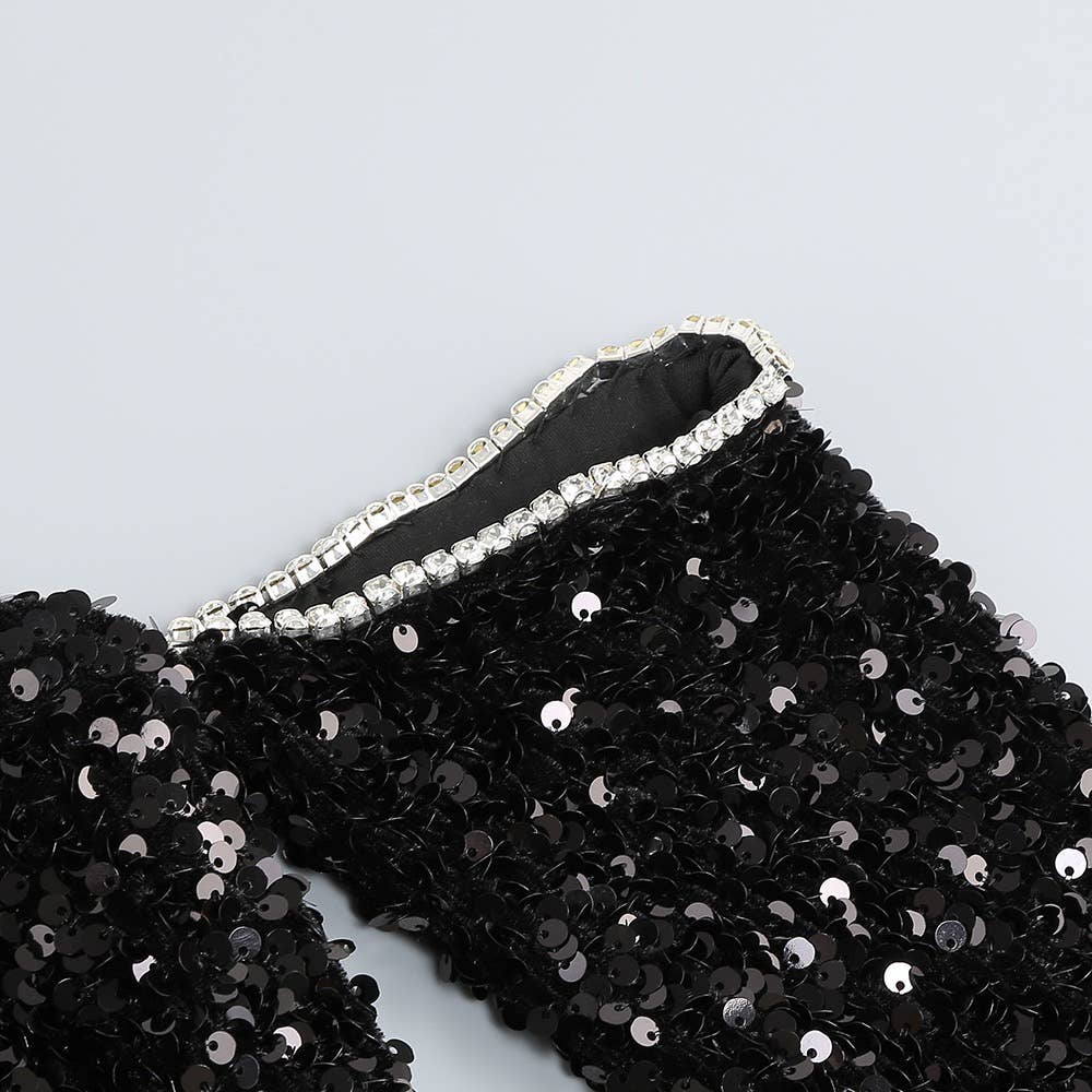 Sparkling Sequin One-Shoulder Long Sleeve Party Dress