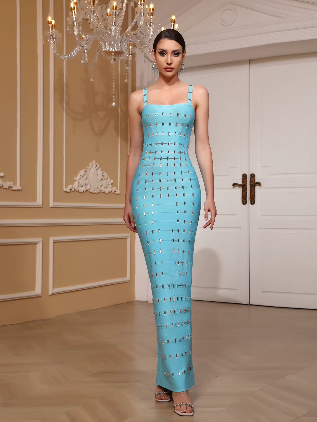 Slim Fit Beaded Strapless bandage Dress