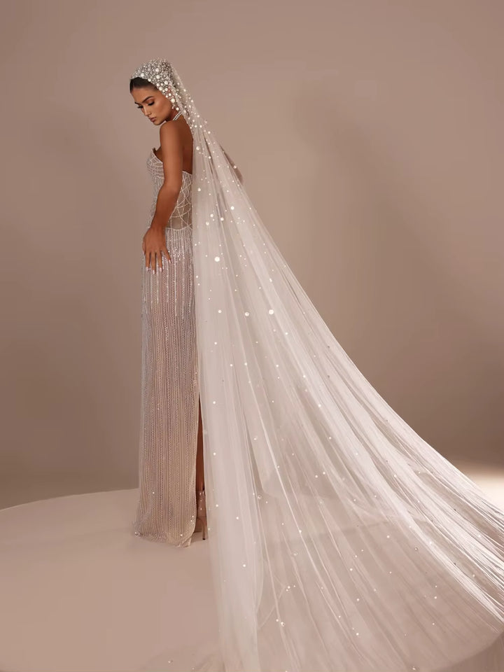 Custom made Sheer Mesh Mermaid Wedding Dress