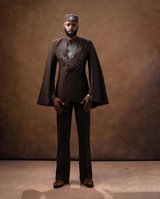 2 Pieces Set Tailor-Made Rhinestone Beaded Single Breasted Groom Customized Coat and Pants