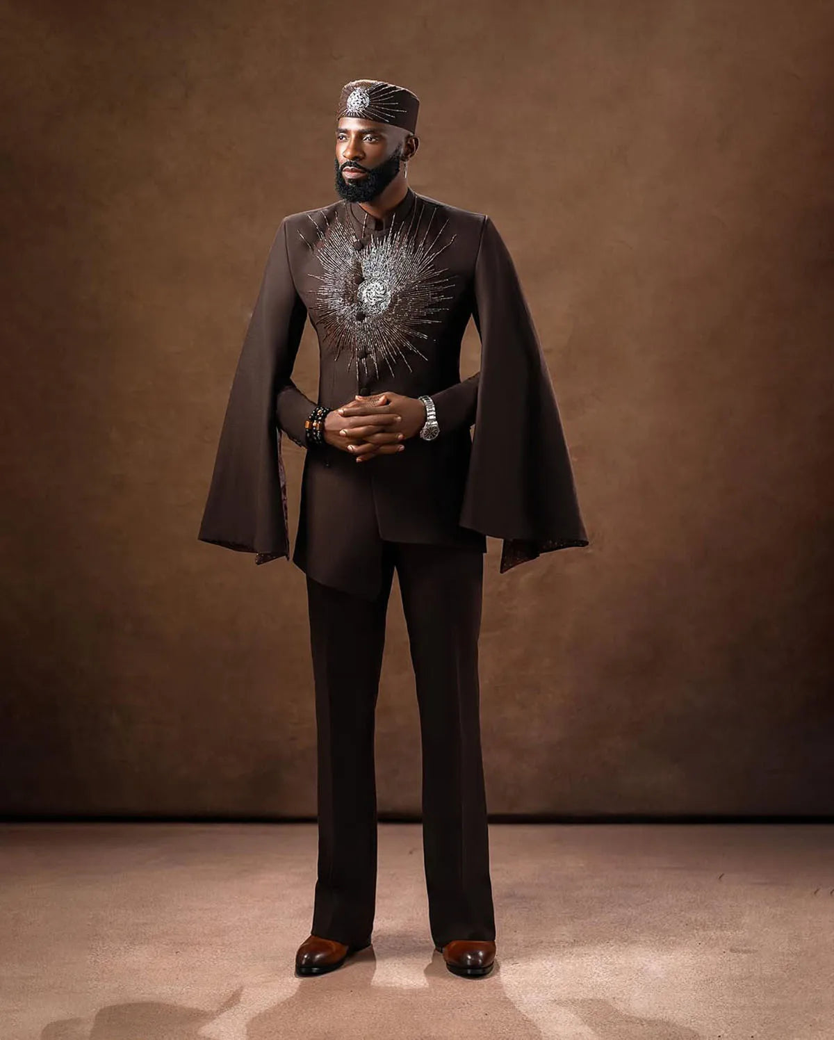 2 Pieces Set Tailor-Made Rhinestone Beaded Single Breasted Groom Customized Coat and Pants