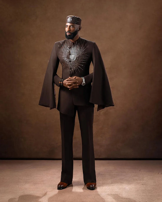 2 Pieces Set Tailor-Made Rhinestone Beaded Single Breasted Groom Customized Coat and Pants