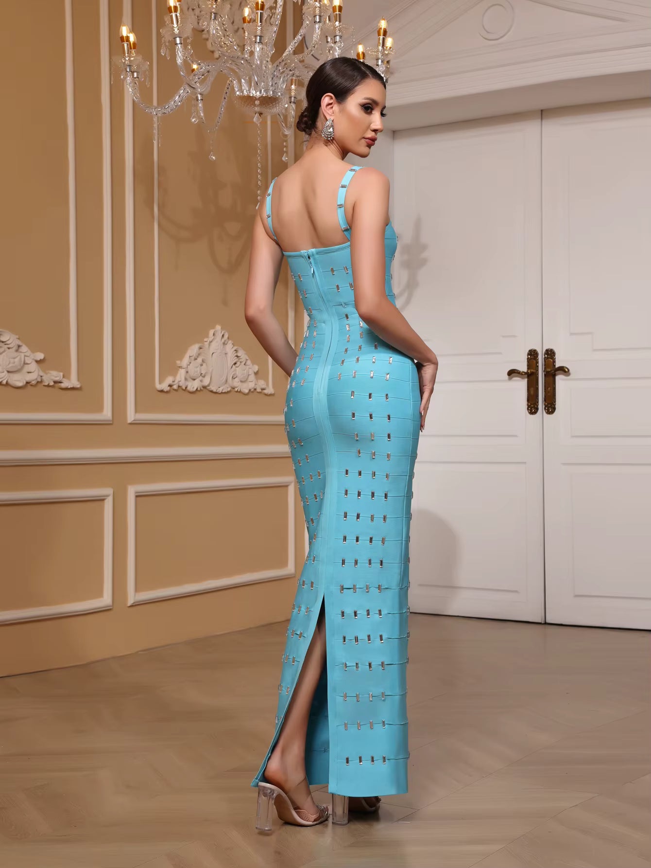 Slim Fit Beaded Strapless bandage Dress