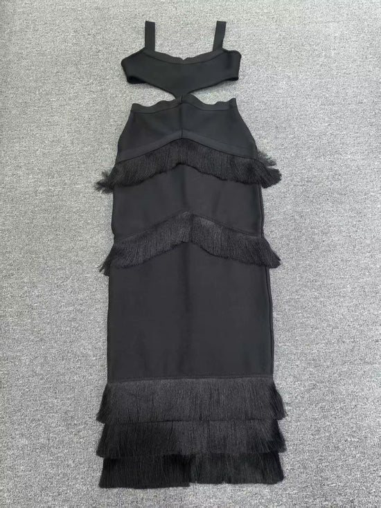 Tassel Detail Open Sides Full Bandage Dress