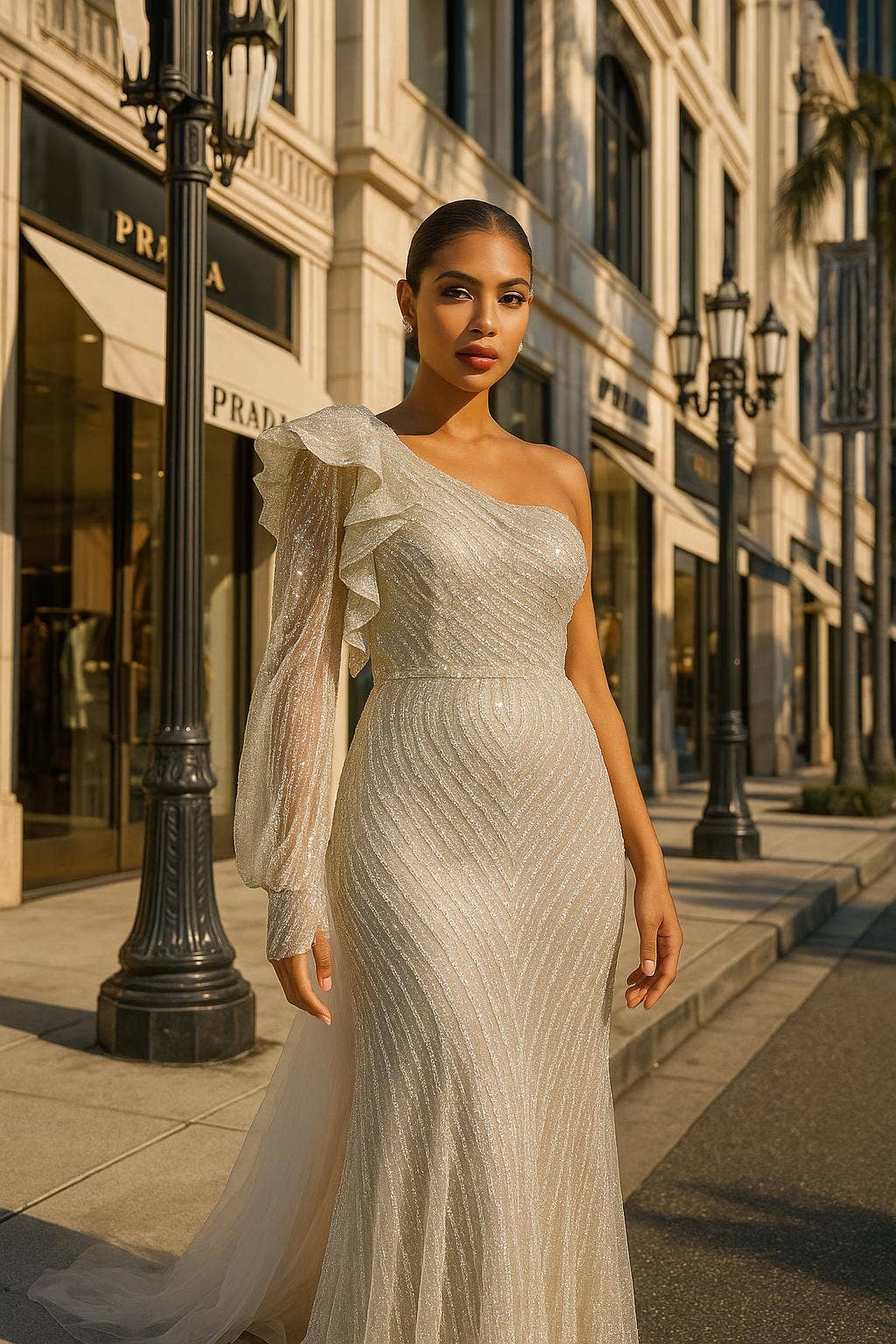 One Sleeve sequin dress