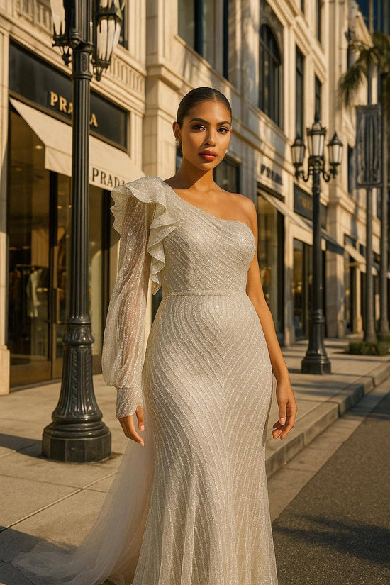 One Sleeve sequin dress