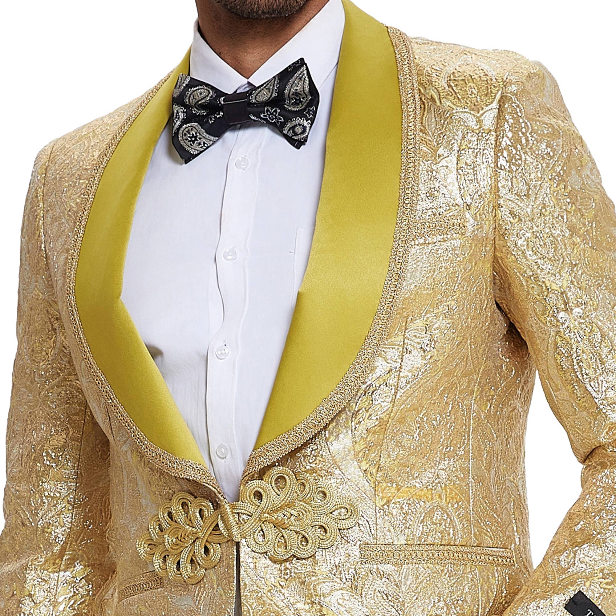 Tazzio 2pc Fashion Paisley Suit Set, Clasp Closure, Gold