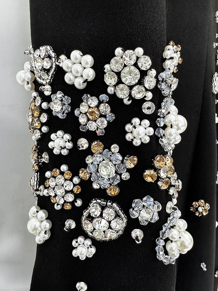 Exquisite Handmade Beaded Diamond Slim Fit Long Dress