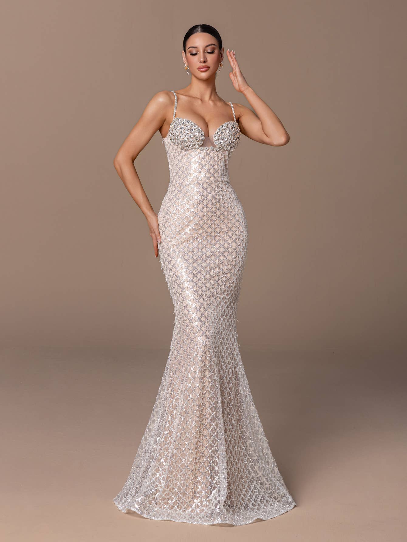 Beaded Sweetheart Sequin Dress