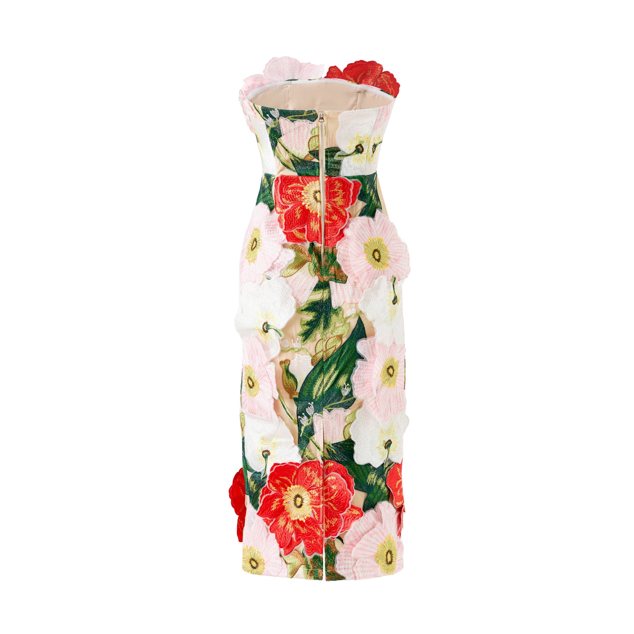 Floral Embroidered Strapless Maxi