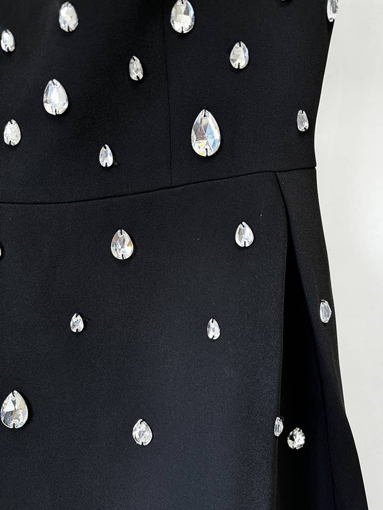 Handmade Beaded Diamond Sleeveless Long Vest Dress