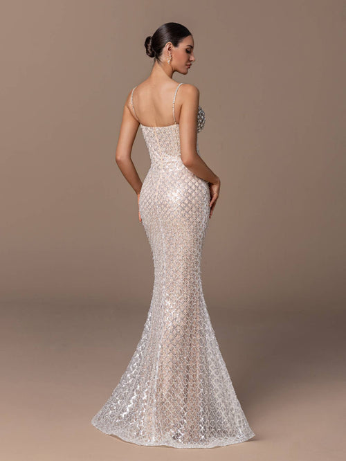 Beaded Sweetheart Sequin Dress