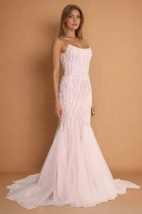 Long Mermaid Beaded Formal Evening Dress