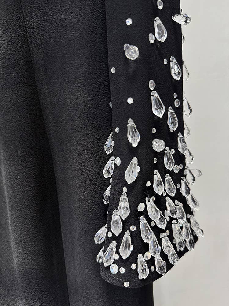 Luxury Hand-Beaded Rhinestone Long Evening Dress
