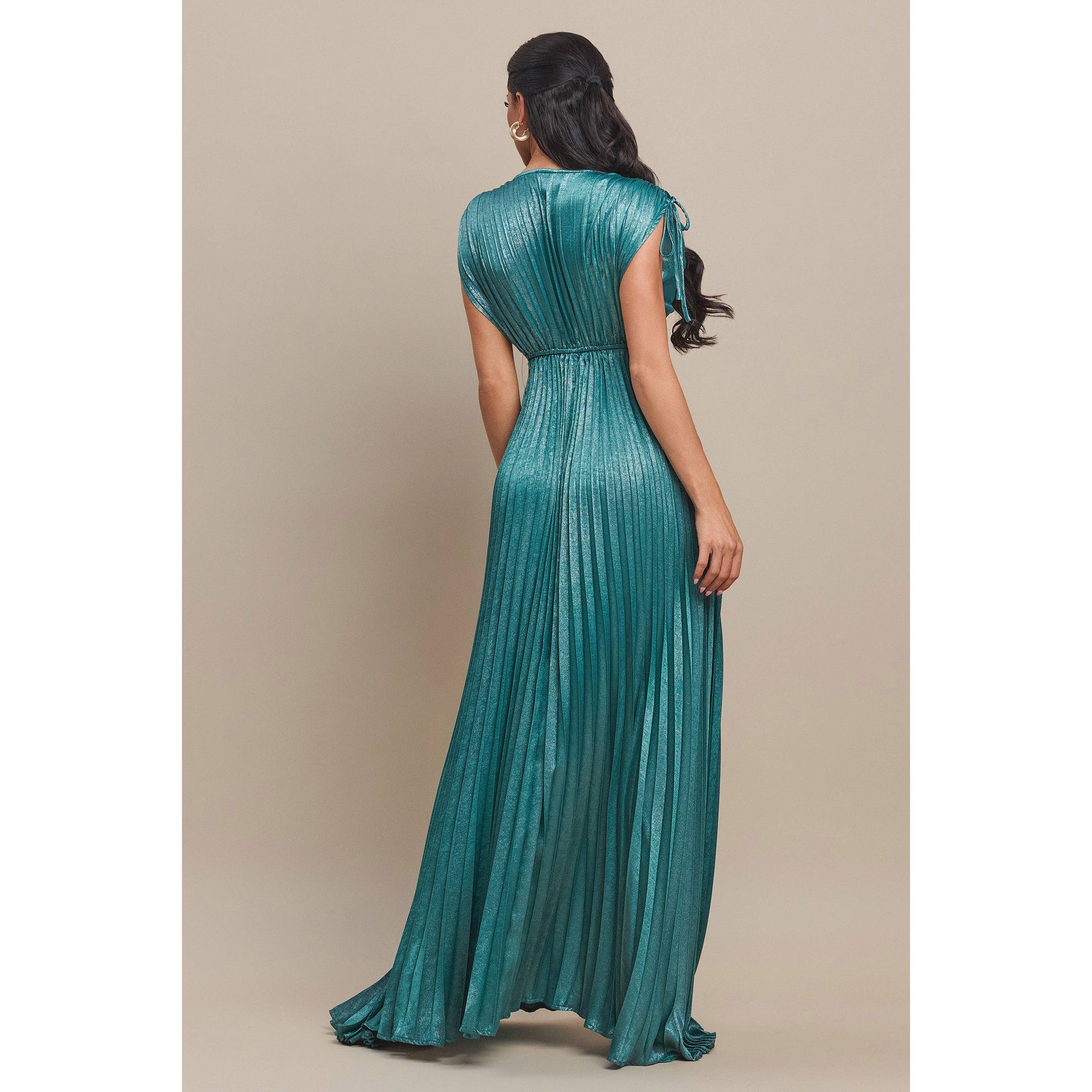 CUT-OUT PLEATED MAXI DRESS