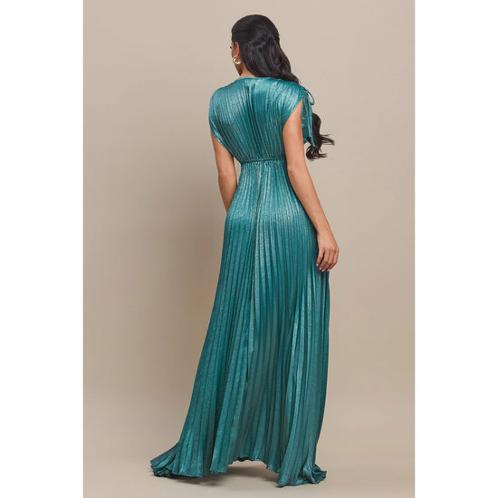 CUT-OUT PLEATED MAXI DRESS