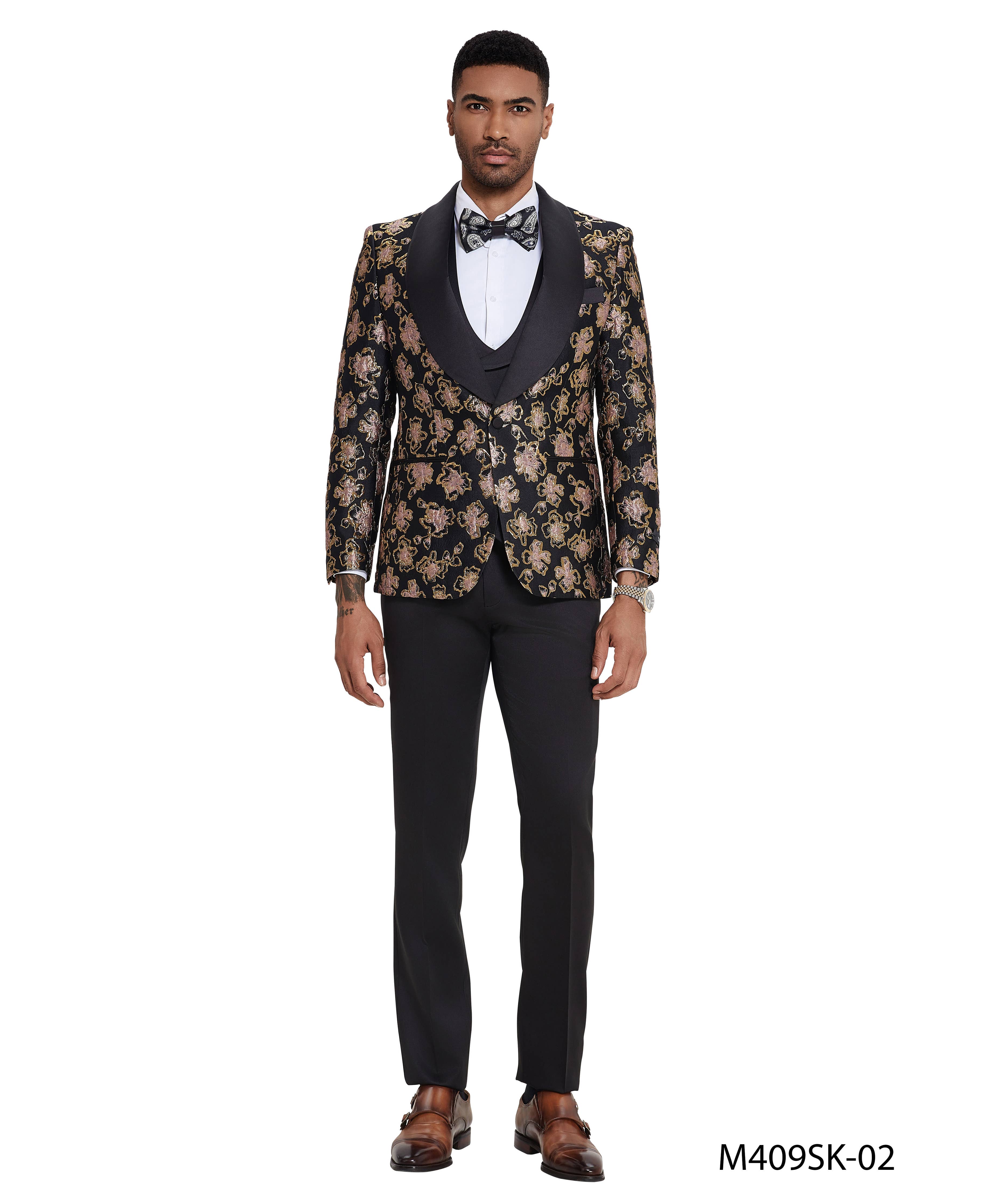 Fashion Suits,Floral Textured, Rose/Gold