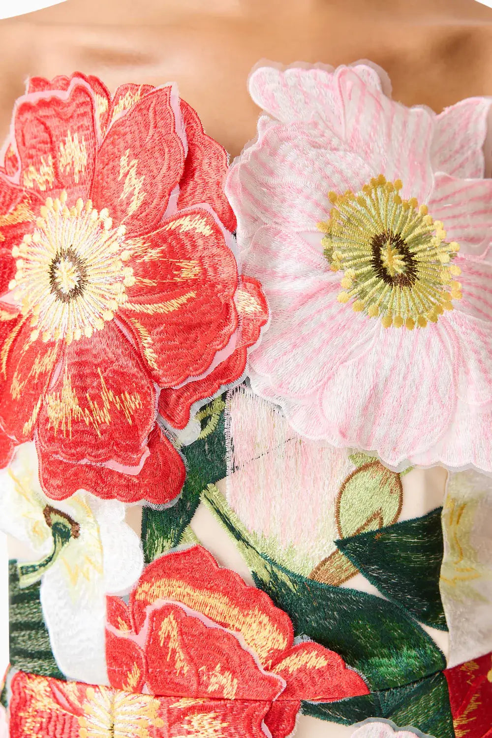 Floral Embroidered Strapless Maxi